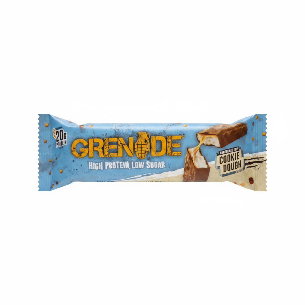 Grenade Chocolate Chip Cookie Dough Protein Bar - White Background