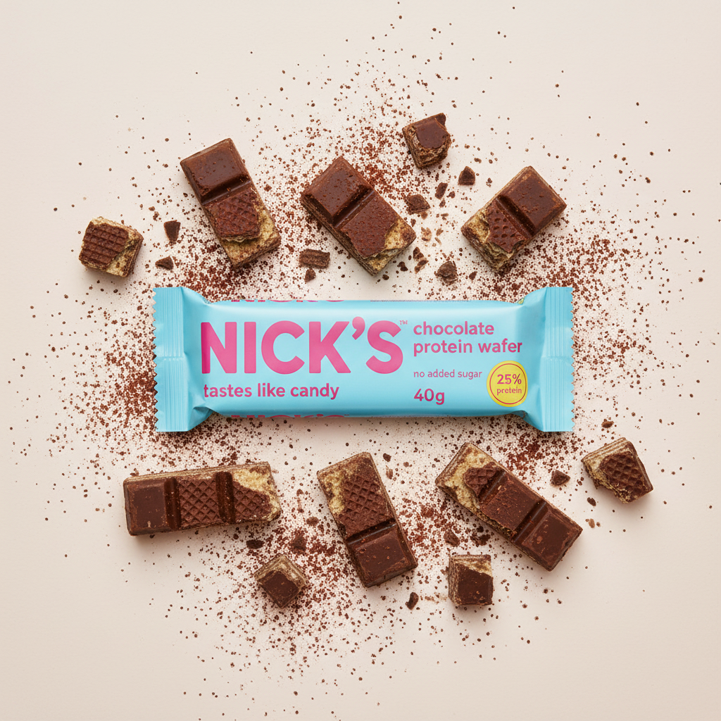 Nick's Chocolate Protein Wafer - flat lay
