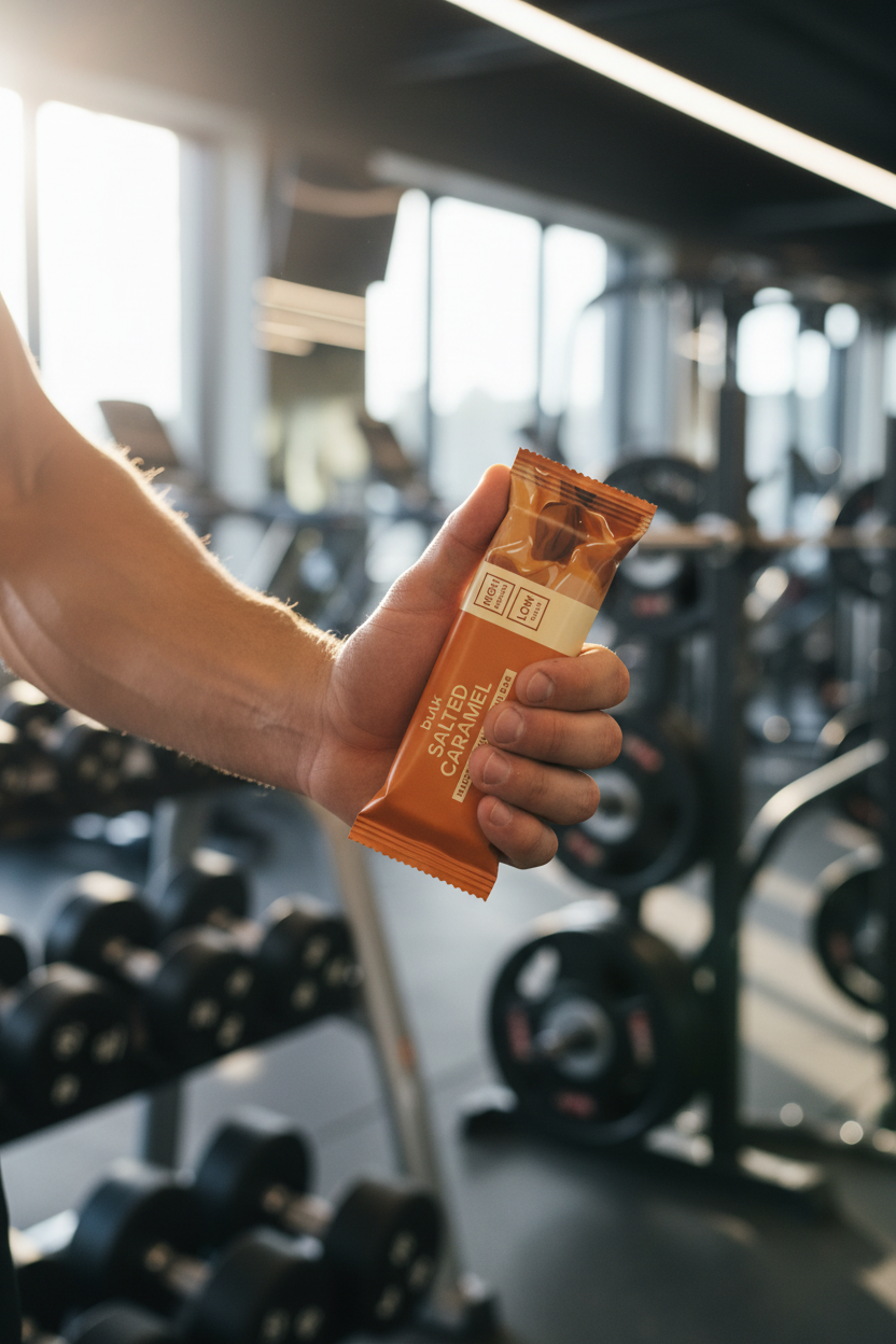 Bulk Salted Caramel Macro Munch Protein Bar - Athlete Lifestyle Shot