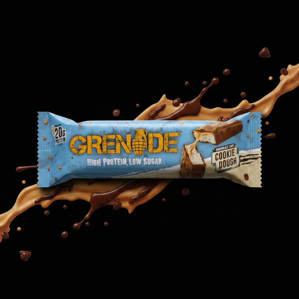 Grenade Chocolate Chip Cookie Dough Protein Bar - bold black background