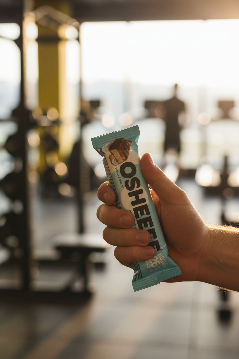 OSHEE High Protein Bar held by athlete