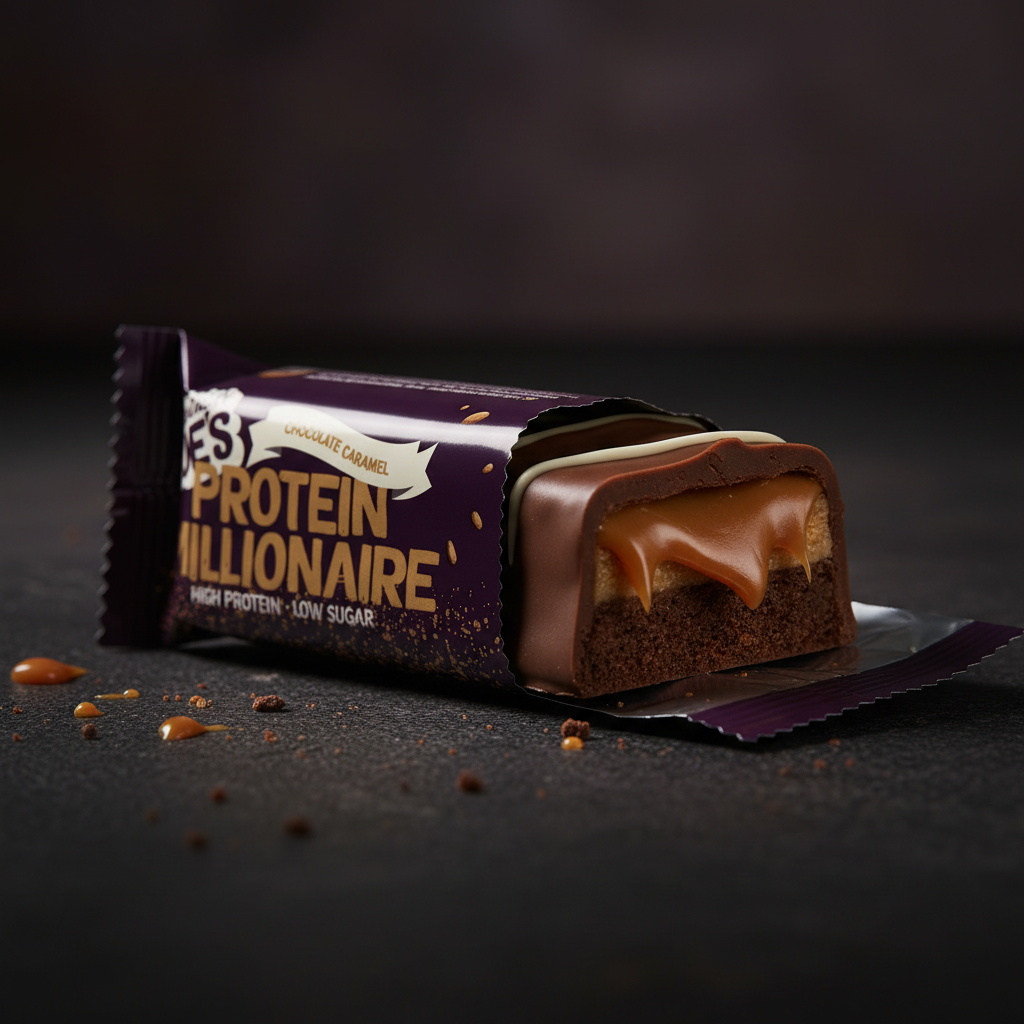 Mountain Joe's Chocolate Caramel Protein Millionaire - dark moody