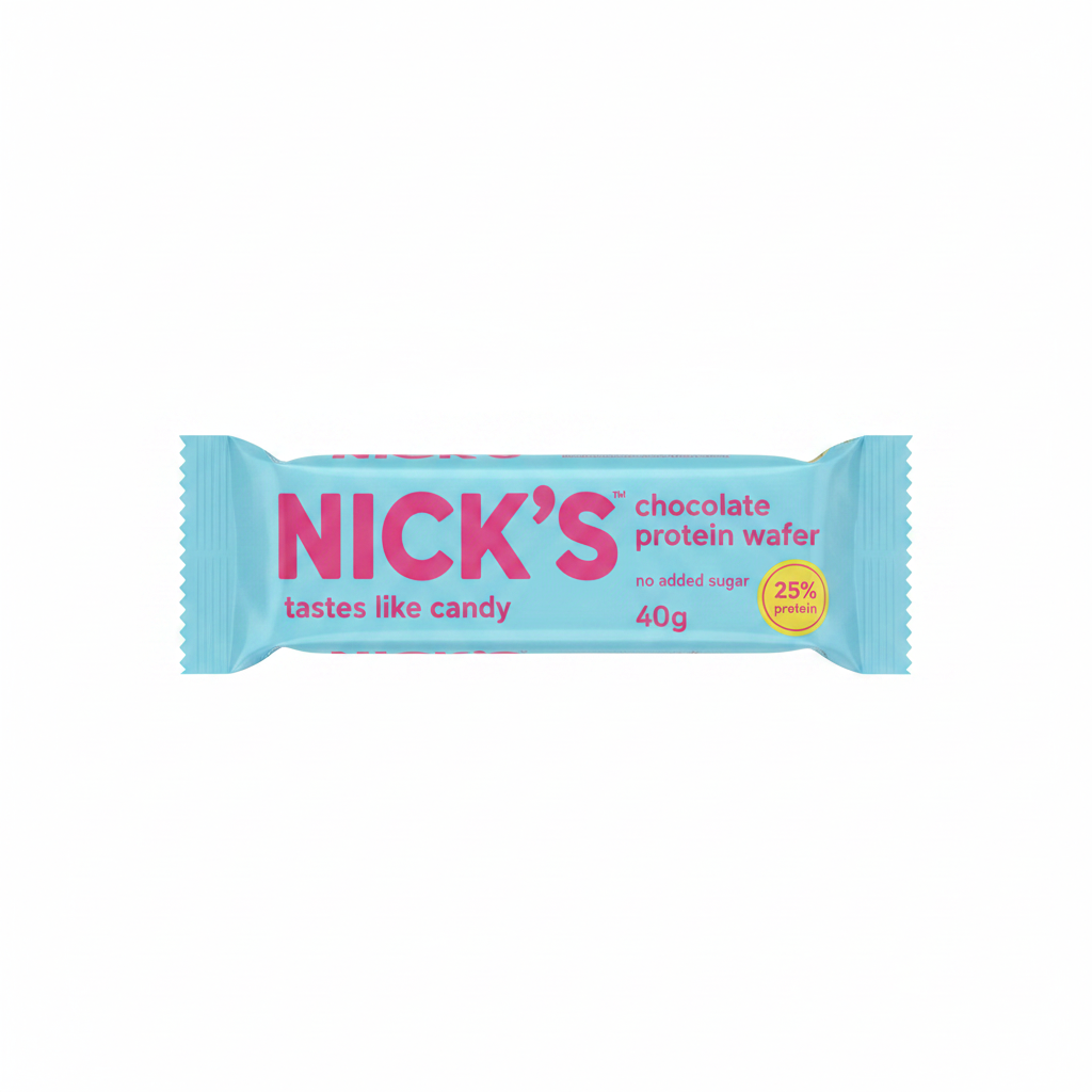 Nick's Chocolate Protein Wafer - Single Bar White Background