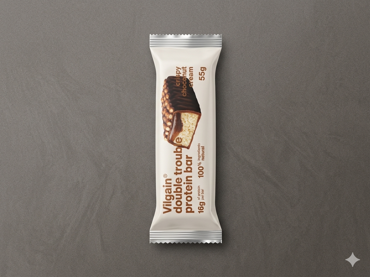 Vilgain Double Trouble Protein Bar – Crispy Choco Nut Cream (55g)